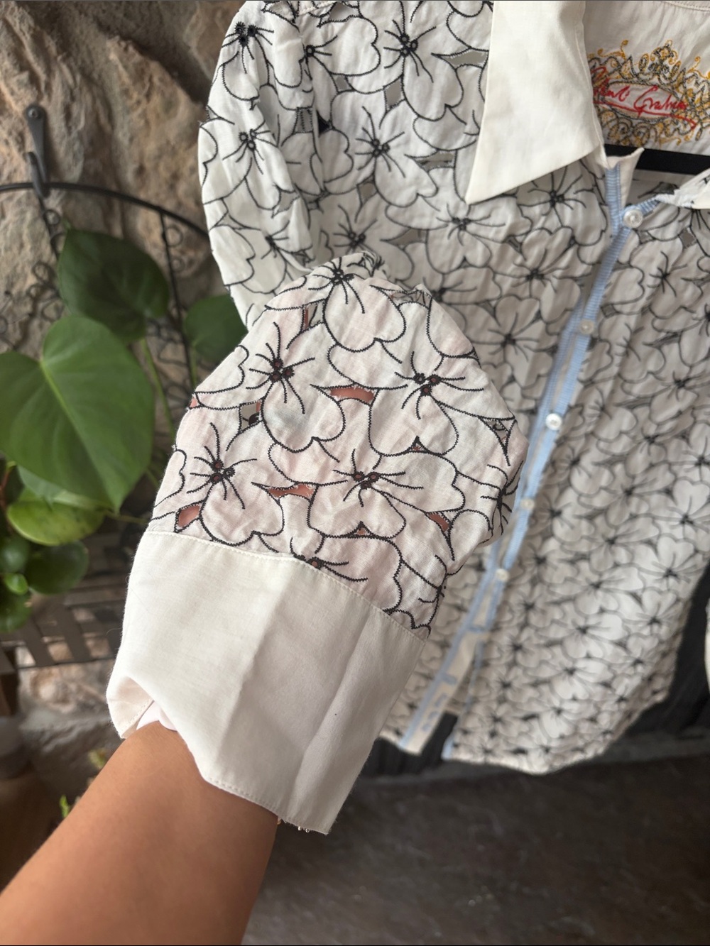 ROBERT GRAHAM White Mesh Floral Blouse - Picture 3 of 5